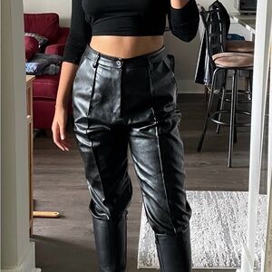 Black Leather Women's Pants